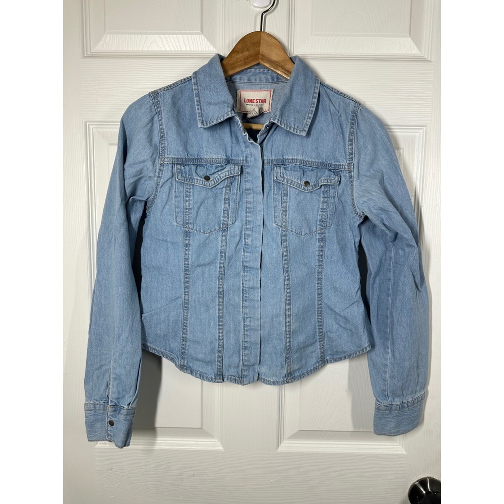 Lone Star Denim Jacket Womens M Blue Light Wash Cotton Classic Trucker Coat‎